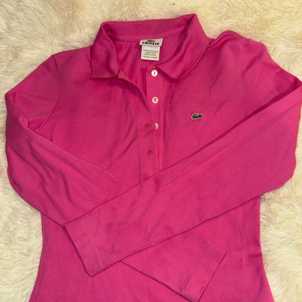 Lacoste Women's Pink Long Sleeve Polo